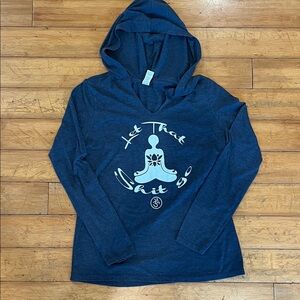 Next Level Apparel Navy Hooded Top with Graphic “Let That Shit Go”